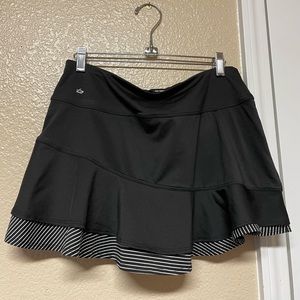 Bolle High Performance Skort Women Medium Blk Tennis Golf Skirt Tiered Ruffle M